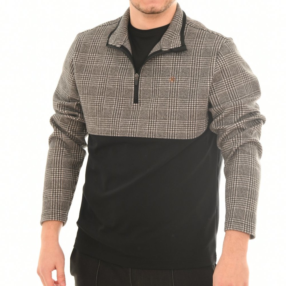 ALBERTO Glen Plaid Qtr Zip Pullover
